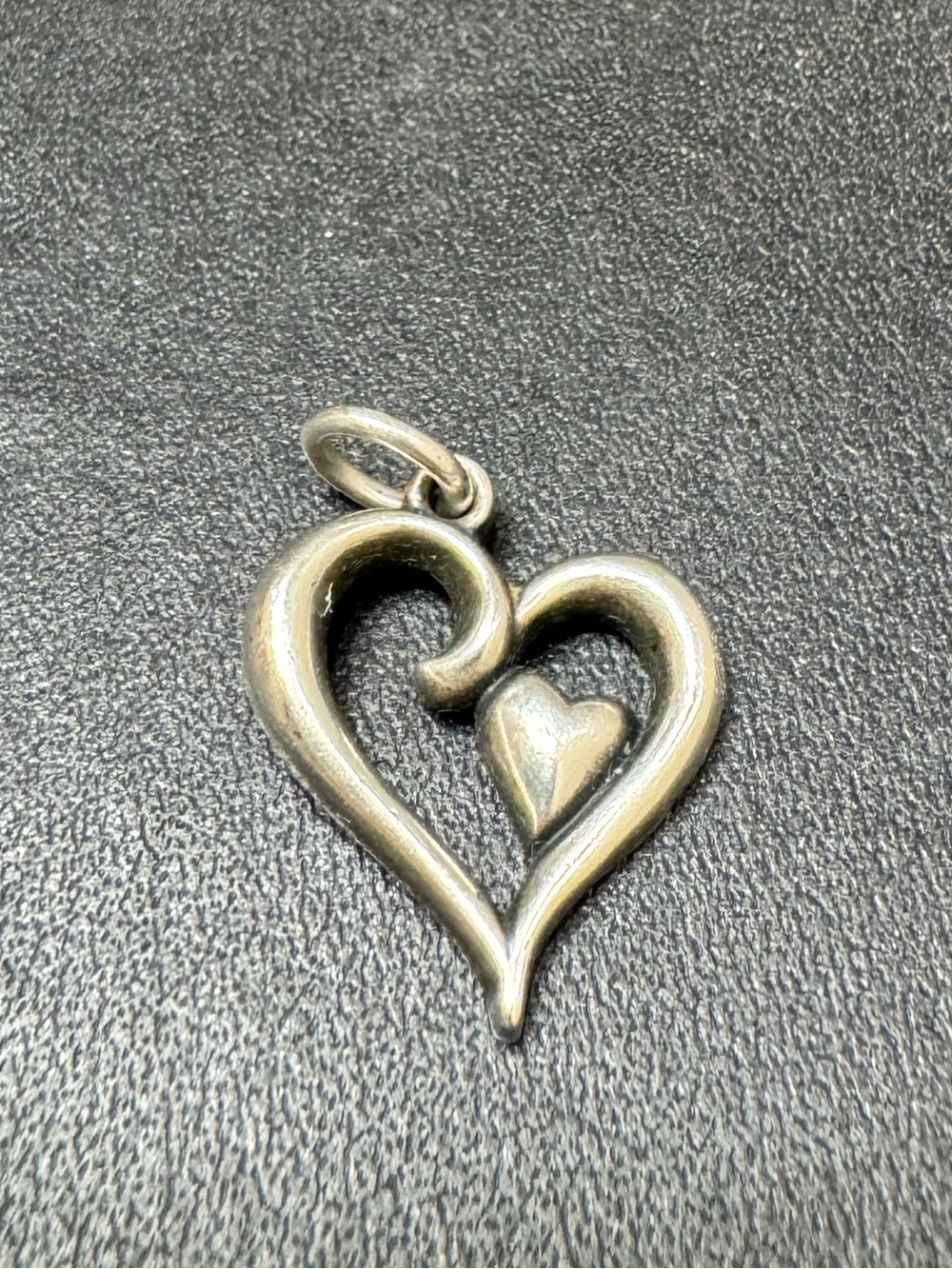 James Avery Silver Open Double Heart Pendant
